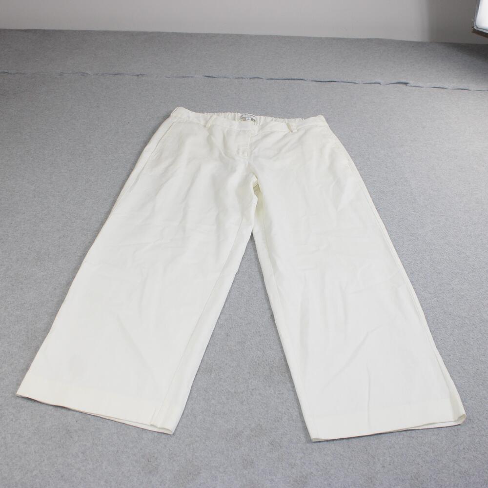 Banana Republic Pants Women Medium Petite White Wide Leg Chino Pull On Heritage